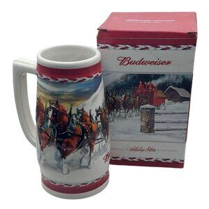 Budweiser Clydesdales Dashing Through the Snow 2010 Holiday Ceramic Stein Brax